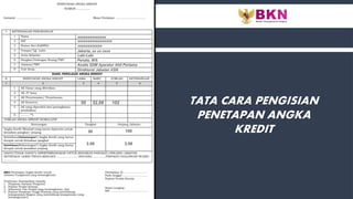 50
TATA CARA PENGISIAN
PENETAPAN ANGKA
KREDIT
xxxxxxxxxxxxxx
xxxxxxxxxxxxxxxxx
xxxxxxxxxxxx
Jakarta, xx xx xxxx
Laki-Laki
Penata, III/b
Analis SDM Aparatur Ahli Pertama
Direktorat Jabatan ASN
52,08
50 102
100
2,08
2,08
 