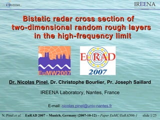 [object Object],Dr. Nicolas Pinel , Dr. Christophe Bourlier, Pr. Joseph Saillard IREENA Laboratory, Nantes, France E-mail:  [email_address] 