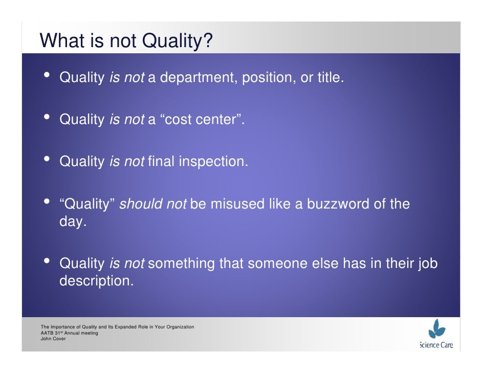 Importance of Quality