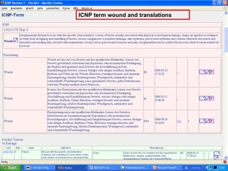 ICNP term wound and translations 