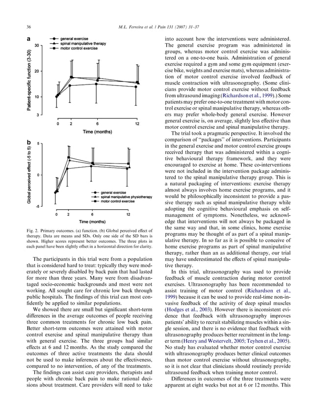 2007 comparison of general exercise, motor control exercise and spinal
