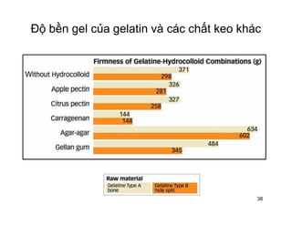Độ bền gel của gelatin và các chất keo khác 
38 
 