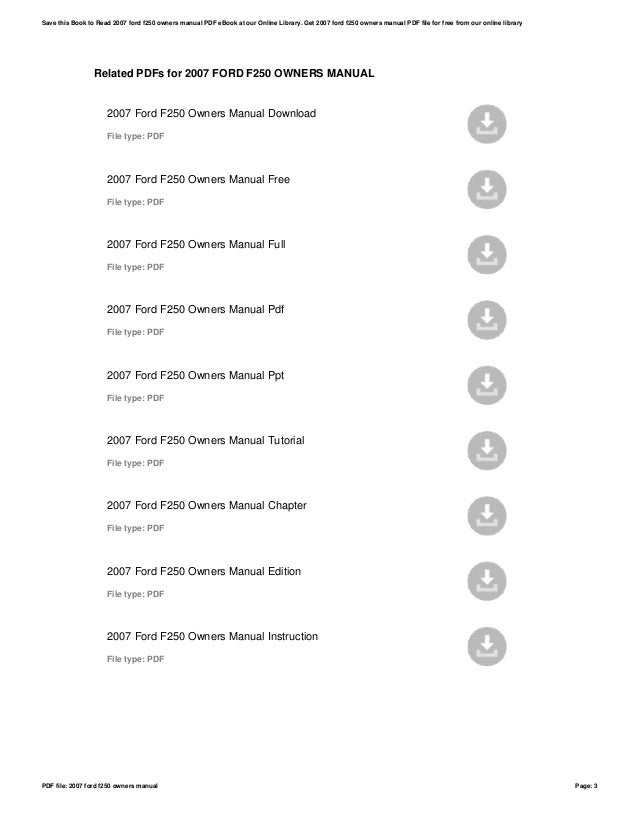 2007 ford f250 owners manual