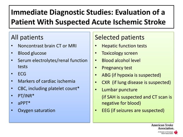 AHA/ASA Guidelines for Ischemic Stroke | PPTX | Heart and ...
