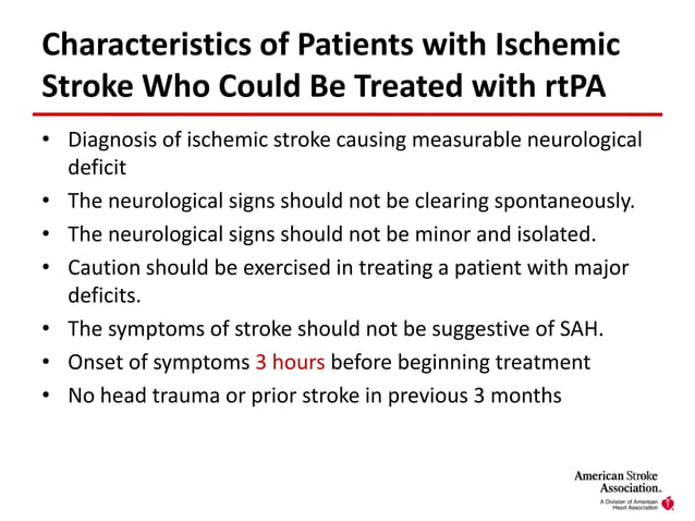 AHA/ASA Guidelines for Ischemic Stroke | PPTX | Heart and ...