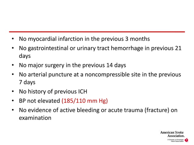 AHA/ASA Guidelines for Ischemic Stroke | PPTX | Heart and ...