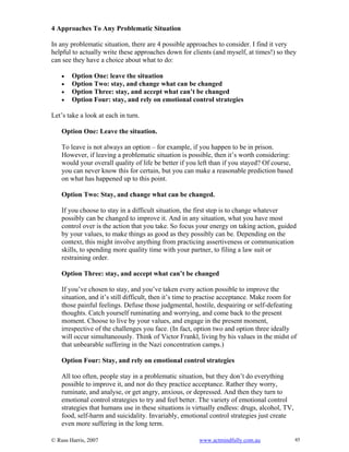 Acceptance and Commitment Therapy (ACT) Introductory Workshop Handout ...