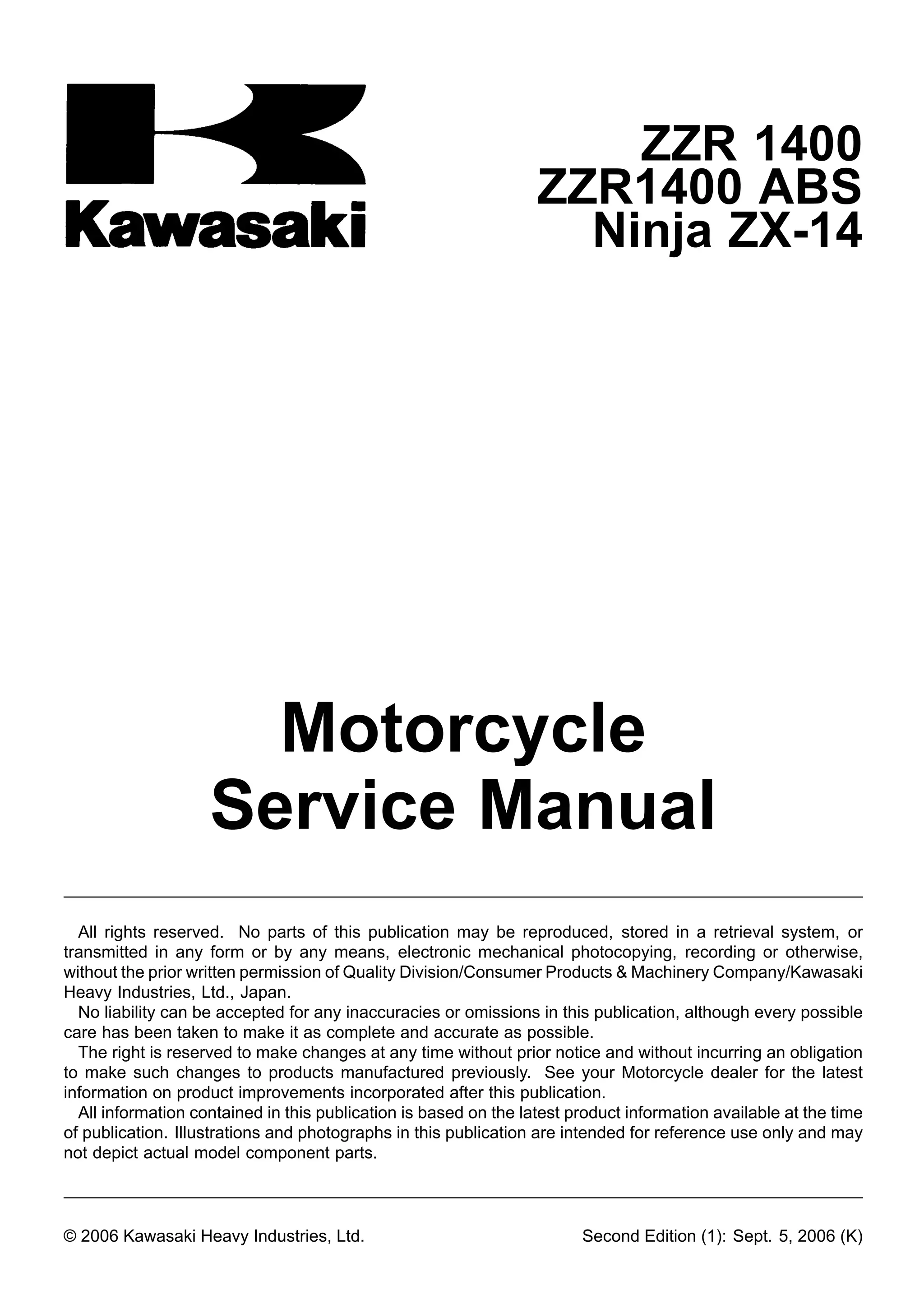 2007 kawasaki zx1400 b7f service repair manual | PDF
