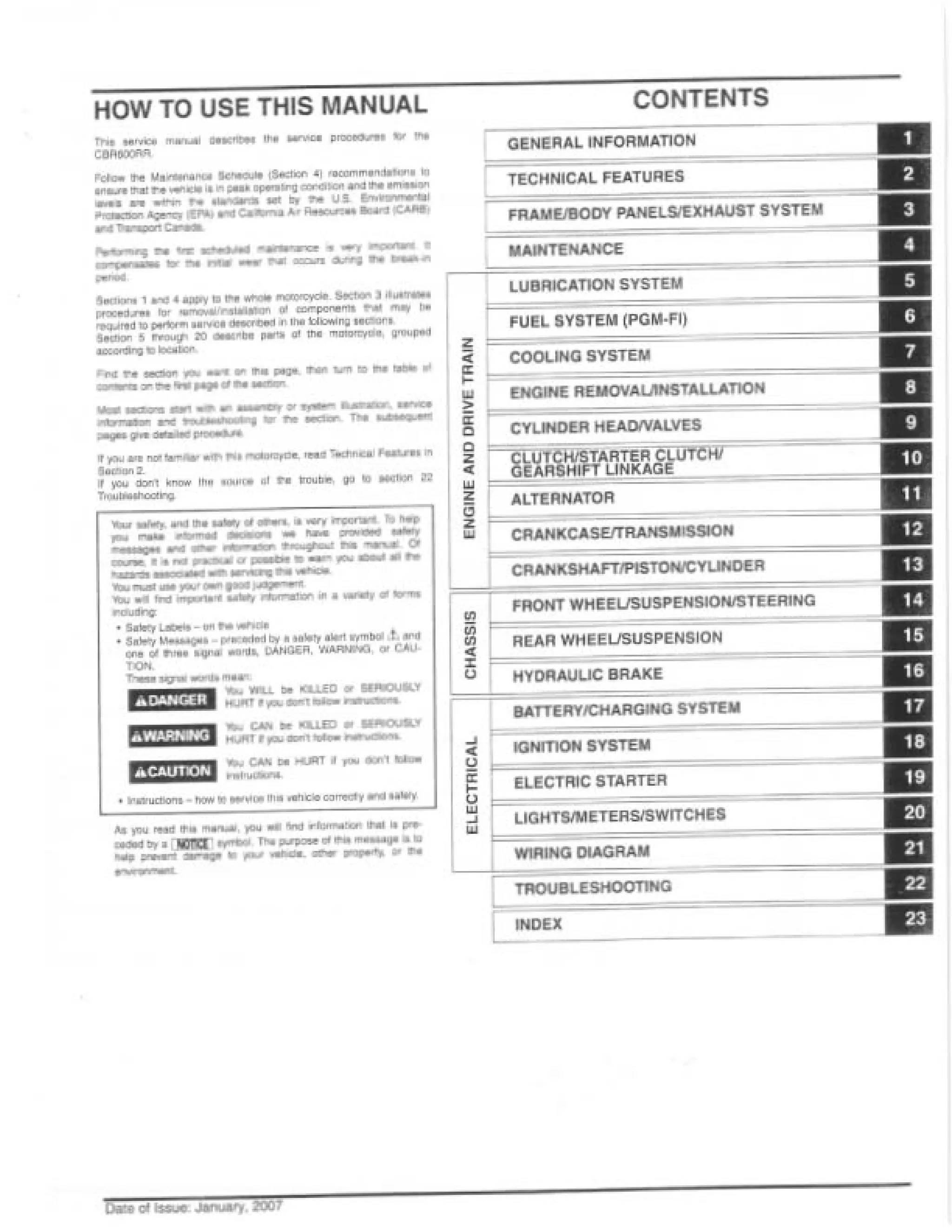 2007 owner manual honda cbr600rr | PDF