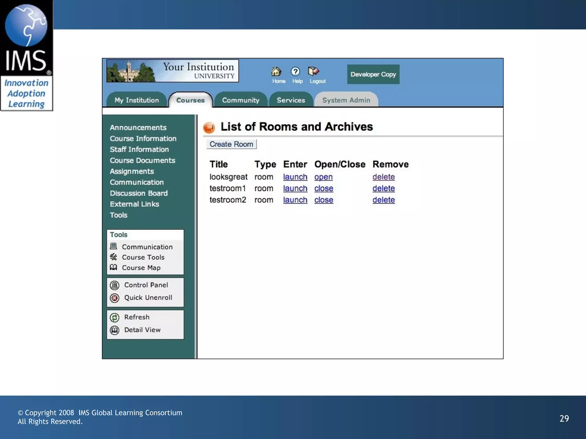 © Copyright 2008 IMS Global Learning Consortium
All Rights Reserved.                              29
 
