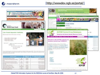 Global Information Systems For Plant Genetic Resources Seednet Train