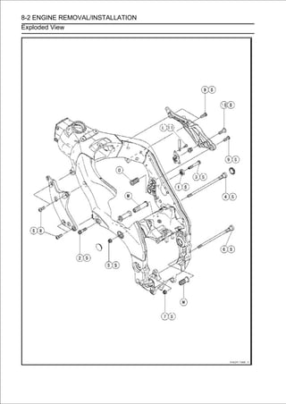 8-2 ENGINE REMOVAL/INSTALLATION
Exploded View
 