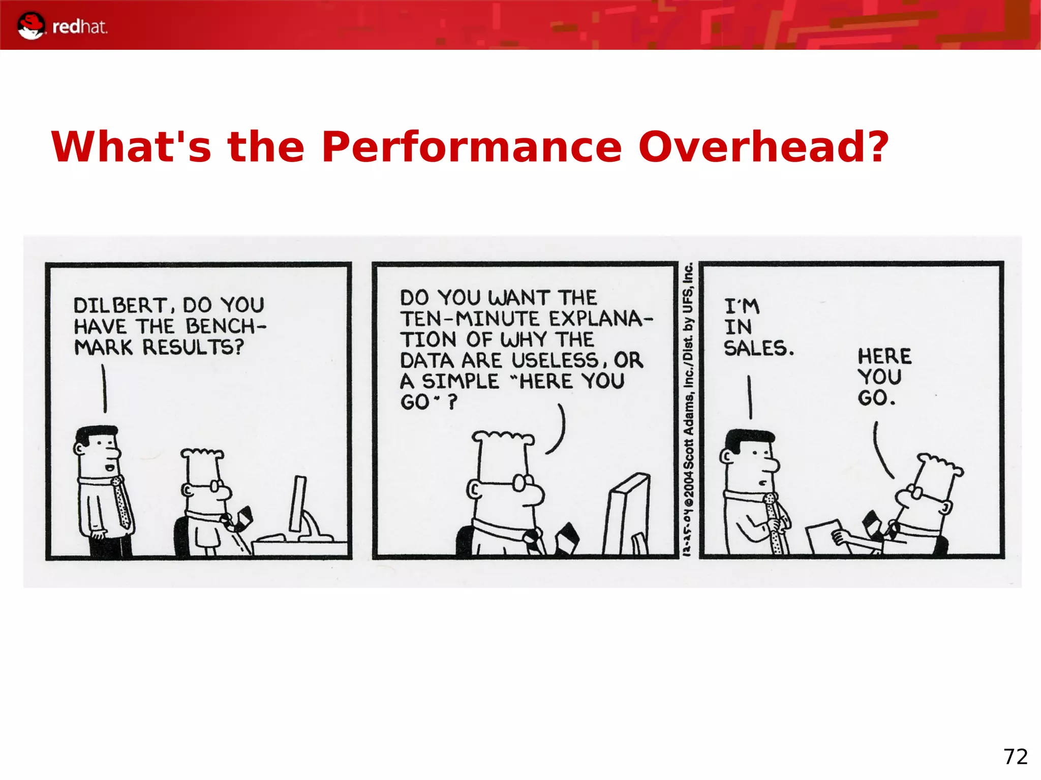 72
What's the Performance Overhead?
 