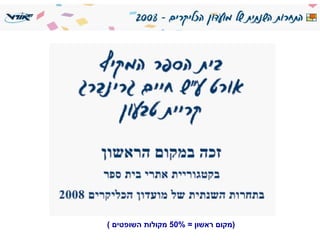 ( מקום ראשון  = 50%  מקולות השופטים  ) 