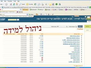 מצב מטלות  -  תלמיד קורס מתוקשב  " מבוא למדעי המחשב " ניהול למידה 