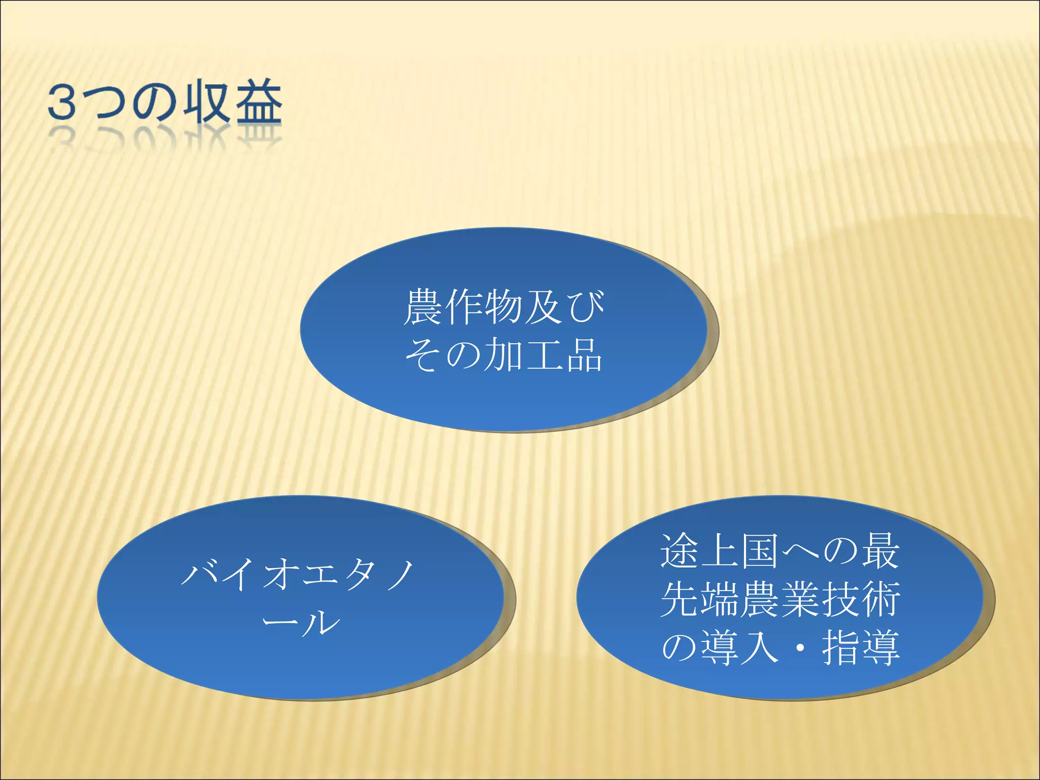 農作物及び その加工品 バイオエタノール 途上国への最先端農業技術の導入・指導 