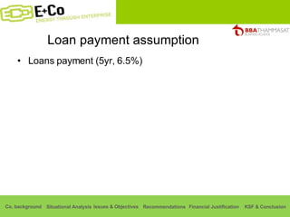 Loan payment assumption Loans payment (5yr, 6.5%) 