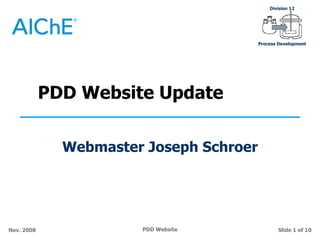 PDD Website Update Webmaster Joseph Schroer 