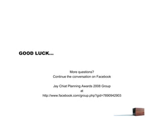 2008 JC Planning Awards Virtual Training