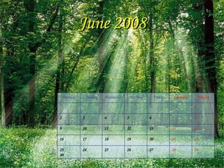 June   2008 29 28 27 26 25 24 23 30 22 21 20 19 18 17 16 15 14 13 12 11 10 9 8 7 6 5 4 3 2 1 Sunday Saturday Friday Thursday Wednesday Tuesday Monday 
