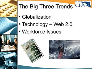 The Big Three Trends
• Globalization
• Technology – Web 2.0
• Workforce Issues
 