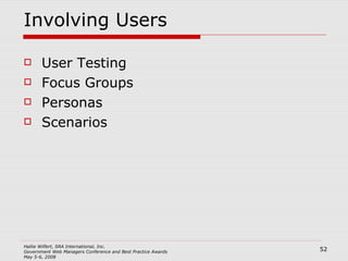 Involving Users User Testing Focus Groups Personas Scenarios 