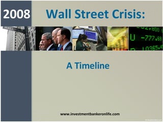 2008  Wall Street Crisis: www.investmentbankeronlife.com A Timeline 
