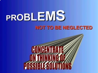 P R O B L E M S   NOT TO BE NEGLECTED CONCENTRATE ON THINKING OF POSSIBLE SOLUTIONS 