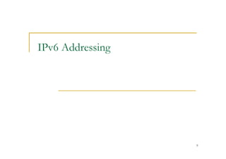 9
IPv6 Addressing
 