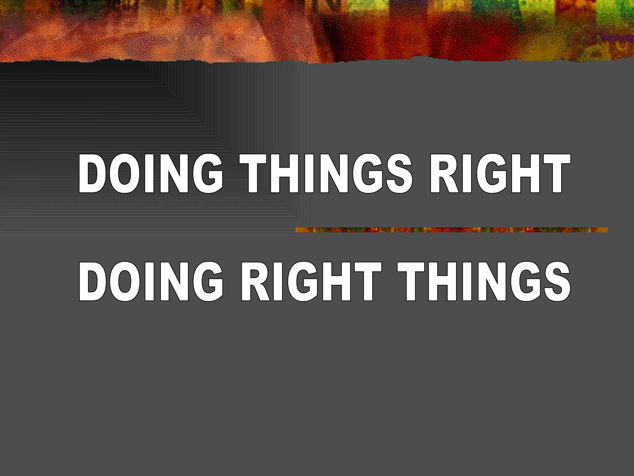 DOING THINGS RIGHT DOING RIGHT THINGS 