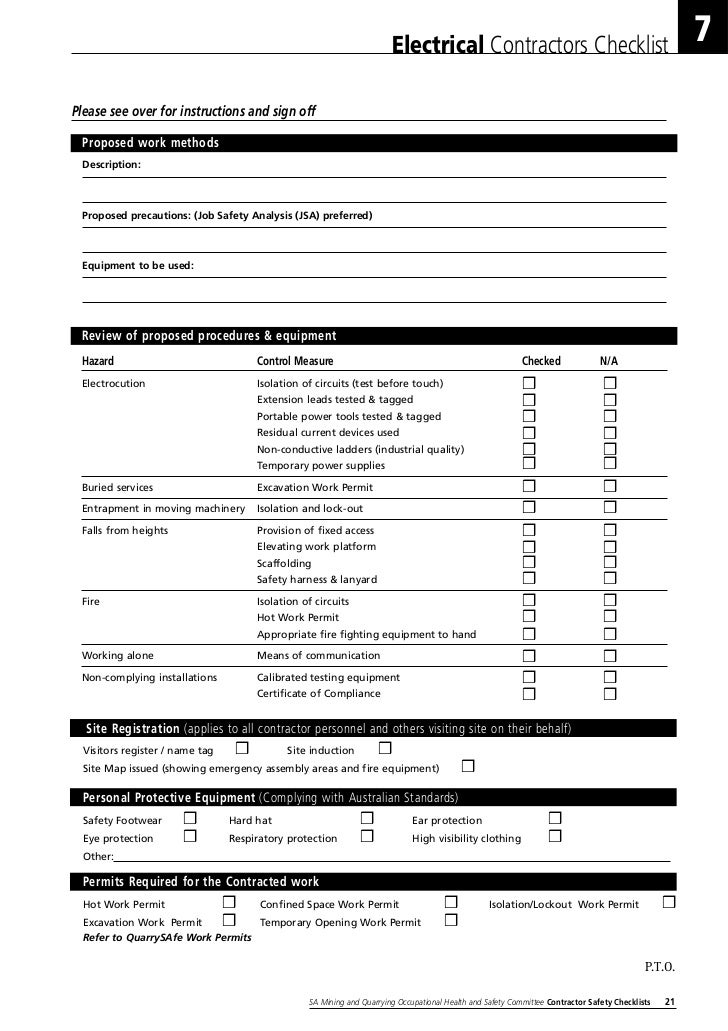 contractor checklist