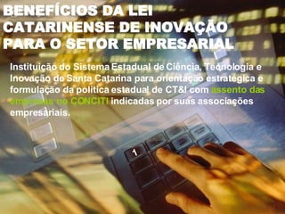 Instituição do Sistema Estadual de Ciência, Tecnologia e Inovação de Santa Catarina para orientação estratégica e formulaç...