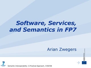 Software, Services,
  and Semantics in FP7


                                                  Arian Zwegers


Semantic Interoperability: A Practical Approach, I-ESA’08
 