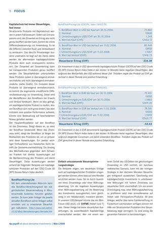 5

FOCUS

Kapitalschutz hat immer Steuerfolgen,
fast immer
Strukturierte Produkte mit Kapitalschutz werden in jedem Fall besteuert. Sofern sie «intransparent» sind, der Zinsanteil am Ertrag also nicht
genau beziffert werden kann, kommt die «reine
Differenzbesteuerung» zur Anwendung. Es ist
die Differenz zwischen Kauf- und Verkaufswert
zu versteuern. Das dies für Privatanleger äusserst unattraktiv ist liegt auf der Hand, daher
werden die allermeisten kapitalgeschützten
Produkte denn auch «transparent» konstruiert. Der Zinsanteil am Gesamtertrag kann
bei transparenten Produkten genau beziffert
werden. Die Steuerbehörden unterscheiden
diese Produkte zudem in überwiegend einmalverzinsliche und nicht überwiegend einmalverzinsliche (siehe Graﬁk). Ein Grossteil dieser
Produkte ist überwiegend einmalverzinslich,
es kommt die sogenannte «modiﬁzierte Differenzbesteuerung» zur Anwendung. Dabei wird
die Wertdifferenz des Bondﬂoors bei Erwerb
und Verkauf besteuert. Wenn es also gelingt,
ein kapitalgeschütztes Produkt zu kaufen, dessen Bondﬂoor sich nicht gross ändert, das aber
trotzdem eine positive Performance aufweist,
könnte eine Besteuerung auf bescheidenem
Niveau gehalten werden.
Der Haupteinﬂussfaktor auf den Bondﬂoor
ist das Zinsniveau. Steigt dieses an, so sinkt
der Bondﬂoor tendenziell. Wenn das Zinsniveau sinkt, steigt der Bondﬂoor. Je länger die
Restlaufzeit des Produktes ist, um so grösser
sind diese Auswirkungen. Ein zweiter wichtiger Einﬂussfaktor aus ﬁskalischer Sicht betrifft die Devisenkursentwicklung. Ein Anstieg
des Wechselkurses gegenüber dem Schweizer Franken hat direkte Auswirkungen auf
die Wertberechnung des Produkts und damit
Steuerfolgen. Diese Auswirkungen werden
anhand der folgenden Beispiele von kapitalgeschützten Produkten auf den GSCI Crude Oil
(WTI) Excess Return Index deutlich.
BondFloorPricing-Lite
Mit dem untenstehenden Web-Link kann
das Bondﬂoor-Berechnungstool der eidgenössischen Steuerverwaltung in Minutenschnelle kostenlos herunter geladen
werden. So kann jeder Anleger die jeweils
aktuellen Bondﬂoors seiner Anlagen selbst
ermitteln und zu erwartende Steuerfolgen kalkulieren. http://www.estv.admin.
ch/d/dbst/dienstleistungen/derivate.htm

BondFloorPricing-Lite (GSCPX, Valor 2400279)

1. BondFloor-Wert in USD bei Kauf am 30.10.2006:
2. Nominal:
3. Umrechnungskurs USD/CHF am 30.10.2006:
4. Wert bei Kauf (CHF):

72.882
13900
1.249
12653.12

5. BondFloor-Wert in USD bei Verkauf am 11.02.2008:
6. Nominal:
7. Umrechnungskurs USD/CHF am 11.02.2008:
8. Wert bei Verkauf (CHF):

80.949
13900
1.1037
12418.73

Steuerbarer Ertrag (CHF):

-234.38

Ein Investment in das in USD denominierte kapitalgeschützte Produkt GSCPX auf den GSCI Crude
Oil (WTI) Excess Return Index hatte in den letzten 16 Monaten keine negativen Steuerfolgen, dies
aufgrund des Wertzerfalls des USD während dieser Zeit. Trotzdem zeigte das Produkt auf CHF gerechnet in dieser Periode eine positive Entwicklung.

BondFloorPricing-Lite (GSCPG, Valor 2400242)

1. BondFloor-Wert in EUR bei Kauf am 30.10.2006
2. Nominal
3. Umrechnungskurs EUR/CHF am 30.10.2006:
4. Wert bei Kauf (CHF):

79.451
10000
1.5883
12619.20

5. BondFloor-Wert in EUR bei Verkauf am 11.02.2008:
6. Nominal:
7. Umrechnungskurs EUR/CHF am 11.02.2008:
8. Wert bei Verkauf (CHF):

78.541
10000
1.5999
12565.77

Steuerbarer Ertrag (CHF):

-53.43

Ein Investment in das in EUR denominierte kapitalgeschützte Produkt GSCPG auf den GSCI Crude
Oil (WTI) Excess Return Index hatte in den letzten 16 Monaten keine negativen Steuerfolgen, dies
aufgrund steigender Eurozinsen und damit sinkendem Bondﬂoor. Trotzdem zeigte das Produkt auf
CHF gerechnet in dieser Periode eine positive Entwicklung.

Einfach umzusetzende Steueroptimierungsstrategie
Die Beispiele zeigen, wie steuerbare Erträge
auch auf kapitalgeschützten Produkten umgangen werden können, ohne dass auf eine Rendite
verzichtet werden muss. Sei es durch Ausnützen eines Zinsanstiegs oder einer Währungsabwertung. Um die negativen Auswirkungen
einer Währungsabwertung auf die Bewertung
des Investments auszugleichen, kann gleichzeitig in ein Hebelprodukt, investiert werden.
In unserem USD-Beispiel könnte das ein MiniFuture USD short, z.B. CHFME (Hebel rund 7)
sein. Dieser Hedge hat keine steuerlichen Auswirkungen, da ausschliesslich Kapitalerträge
erwirtschaftet werden. Wer mit einem wei-

dp payoff all about derivative investments | März 2008

teren Zerfall des US-Dollars bei gleichzeitigem
Zinsanstieg im USD rechnet, ein durchaus
realistisches Szenario, kann mit der richtigen
Strategie in den nächsten Monaten Steuerfolgen erfolgreich ausweichen. Gleichzeitig sind
kapitalgeschützte Investments in unterbewertete Währungen mit hohem Zinsniveau aus
steuerlicher Sicht unvorteilhaft. Um von einem
Zinsrückgang resp. einer Währungsaufwertung
zu proﬁtieren setzt man sinnvollerweise auf
Hebel- oder Partizipations-Produkte. All jene
Anleger, welche über keine Familienstiftung im
Fürstentum Liechtenstein verfügen können mit
Hilfe von Strukturierten Produkten ihre Steuerbelastung legal verringern. Es sind einzig die
genannten Faktoren zu berücksichtigen.

 