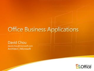 David Chou
david.chou@microsoft.com
Architect | Microsoft
 