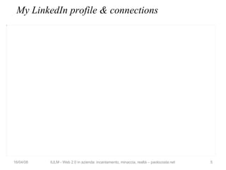 My LinkedIn profile & connections 02/06/09 IULM - Web 2.0 in azienda: incantamento, minaccia, realtà – paolocosta.net 