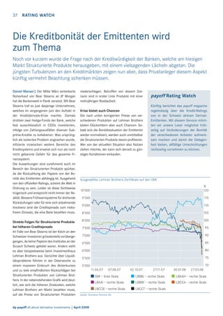 37 RATING WATCH

Die Kreditbonität der Emittenten wird
zum Thema
Noch vor kurzem wurde die Frage nach der Kreditwürdigkeit der Banken, welche am hiesigen
Markt Strukturierte Produkte herausgeben, mit einem vielsagenden Lächeln abgetan. Die
jüngsten Turbulenzen an den Kreditmärkten zeigen nun aber, dass Privatanleger diesem Aspekt
künftig vermehrt Beachtung schenken müssen.
Daniel Manser| Der Mitte März vereinbarte
Notverkauf von Bear Stearns an JP Morgan
hat die Bankenwelt in Panik versetzt. Mit Bear
Stearns traf es just dasjenige Unternehmen,
welches im vergangenen Juni den Auftakt in
der Kreditderivate-Krise machte. Damals
drohten zwei Hedge-Fonds der Bank, welche
fast ausschliesslich in CDOs investierten,
infolge von Zahlungsausfällen diverser Subprime-Kredite zu kollabieren. Was ursprünglich als isoliertes Problem angesehen wurde,
inﬁzierte inzwischen weitere Bereiche des
Kreditsystems und erweist sich nun als noch
nicht gebannte Gefahr für das gesamte Finanzsystem.
Die Auswirkungen sind zunehmend auch im
Bereich der Strukturierten Produkte spürbar,
da die Rückzahlung der Papiere von der Bonität des Emittenten abhängig ist. Ausgehend
von den ofﬁziellen Ratings, scheint die Welt in
Ordnung zu sein. Leider ist diese Sichtweise
trügerisch und entspricht nicht immer der Realität. Bessere Frühwarnsysteme für drohende
Rückstufungen oder für eine sich anbahnende
Insolvenz sind die Creditspreads zum risikofreien Zinssatz, die eine Bank bezahlen muss.
Direkte Folgen für Strukturierte Produkte
bei höheren Creditspreads
Im Falle von Bear Stearns ist der Kelch an den
Schweizer Investoren grösstenteils vorübergegangen, da keine Papiere des Institutes an der
Scoach Schweiz gelistet waren. Anders sieht
es aber beispielsweise beim Investmenthaus
Lehman Brothers aus. Gerüchte über Liquiditätsprobleme führten in der Osterwoche zu
einem massiven Einbruch des Aktienkurses
und zu teils empﬁndlichen Rückschlägen bei
Strukturierten Produkten von Lehman Brothers. In der nebenstehenden Graﬁk wird deutlich, wie sich die höheren Zinskosten, welche
Lehman Brothers am Markt bezahlen muss,
auf die Preise von Strukturierten Produkten

niederschlagen. Betroffen von diesem Szenario sind in erster Linie Produkte mit einer
mehrjährigen Restlaufzeit.
Krise bietet auch Chancen
Die nach unten korrigierten Preise von verschiedenen Produkten auf Lehman Brothers
bieten Glücksrittern aber auch Chancen. Sobald sich die Bonitätssituation der Emittentin
wieder normalisiert, werden auch unmittelbar
die Strukturierten Produkte davon proﬁtieren.
Wer von der aktuellen Situation also Nutzen
ziehen möchte, der kann sich derzeit zu günstigen Konditionen einkaufen.

payoff Rating Watch
Künftig berichtet das payoff magazine
regelmässig über die Kredit-Ratings
von in der Schweiz aktiven DerivatEmittenten. Mit diesem Service möchten wir unsere Leser möglichst frühzeitig auf Veränderungen der Bonität
der verschiedenen Anbieter aufmerksam machen und damit die Gelegenheit bieten, allfällige Umschichtungen
rechtzeitig vornehmen zu können.

Ausgewählte Lehman Brothers Zertiﬁkate auf den SMI
10’000

%
120

9’500

115

9’000

110

8’500

105

8’000

100

7’500

95

7’000

90

6’500

85

6’000

80

5’500

75
70

5’000
11.06.07

07.08.07

02.10.07

27.11.07

30.01.08

27.03.08

SMI – linke Skala

LBBBJ – rechte Skala

LBAAH – rechte Skala

LBAAI – rechte Skala

LBBBF – rechte Skala

LBCCA – rechte Skala

LBCCB – rechte Skala

LBCCT – rechte Skala

Quelle: Derivative Partners AG

dp payoff all about derivative investments | April 2008

 
