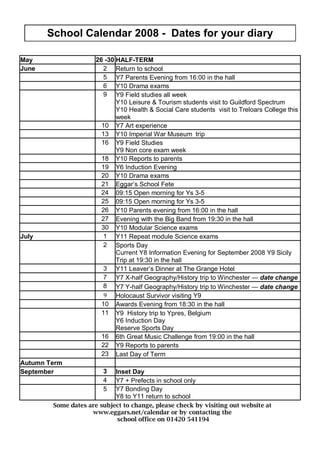 May 2008 School Newsletter