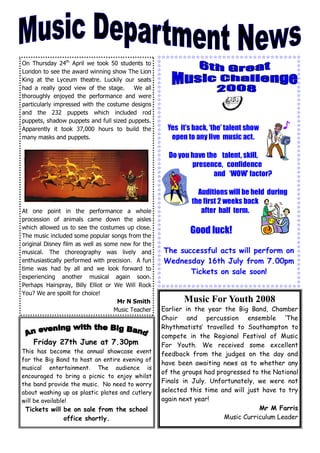 May 2008 School Newsletter
