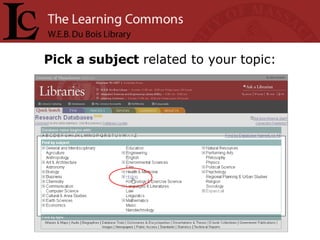 Pick a subject  related to your topic: 