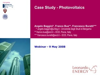 Webinar - 9 May 2008 Case Study - Photovoltaics 