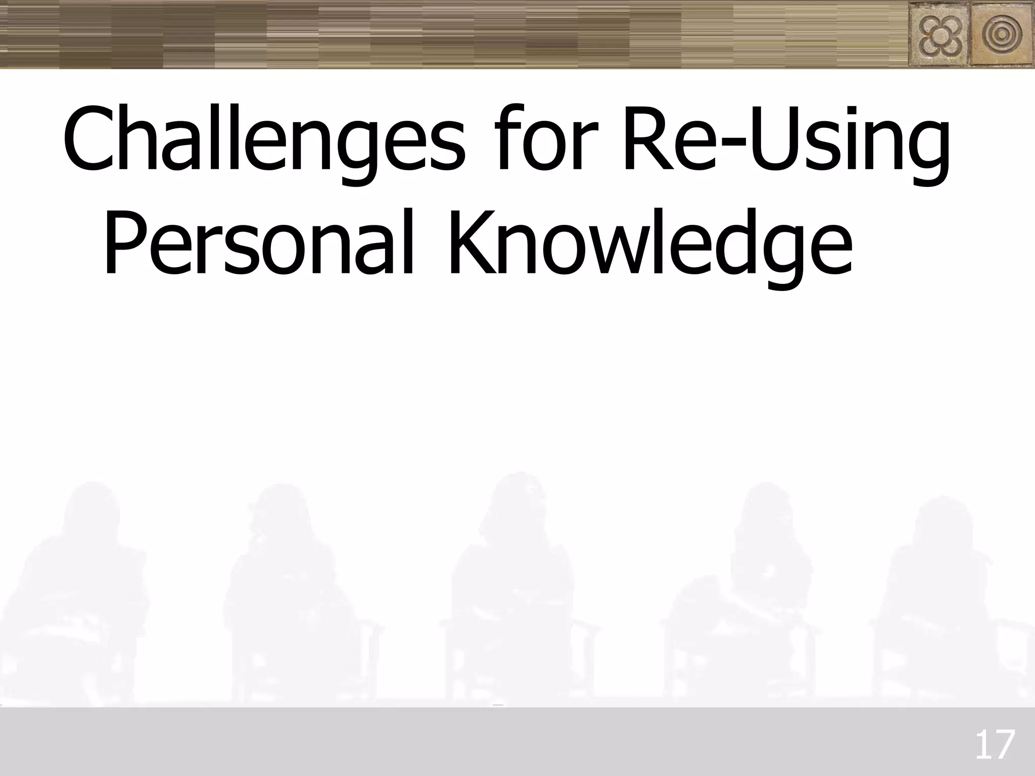 Challenges for Re-Using Personal Knowledge 