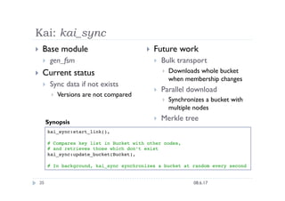 Kai: kai_sync
    Base module                                Future work
         gen_fsm                              ...