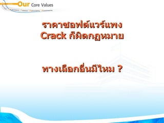 ราคาซอฟต์แวร์แพง Crack  ก็ผิดกฏหมาย ทางเลือกอื่นมีไหม  ? 