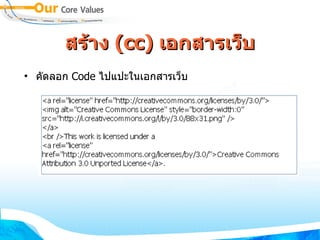 สร้าง (cc) เอกสารเว็บ คัดลอก  Code  ไปแปะในเอกสารเว็บ 
