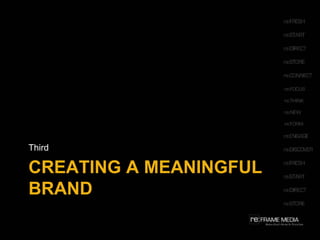 You don’t highlight ReFrame websites on Facebook  because there’s nothing else to share, but to show more of God’s Story in your life (and to invite your friends to do the same) Our Brand = your chance to express your identitySo we promise not only an experience, but a way to tell your own story.How are you enabling your citizens to wave your flag? What experience can they share? How can they use you to express themselves?What language, story, or event can they use?  T-shirt? Fundraiser? Facebook flair? 