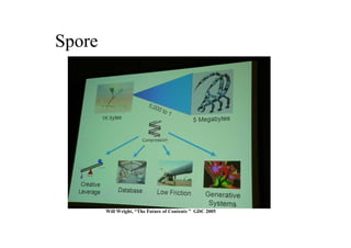 Spore のゲームデザインの本質
Will Wright, “The Future of Contents ” GDC 2005
 