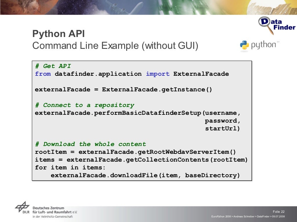 Python API Command Line Example