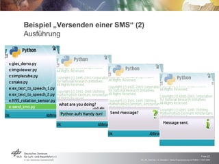 Beispiel „Versenden einer SMS“ (2) Ausführung 