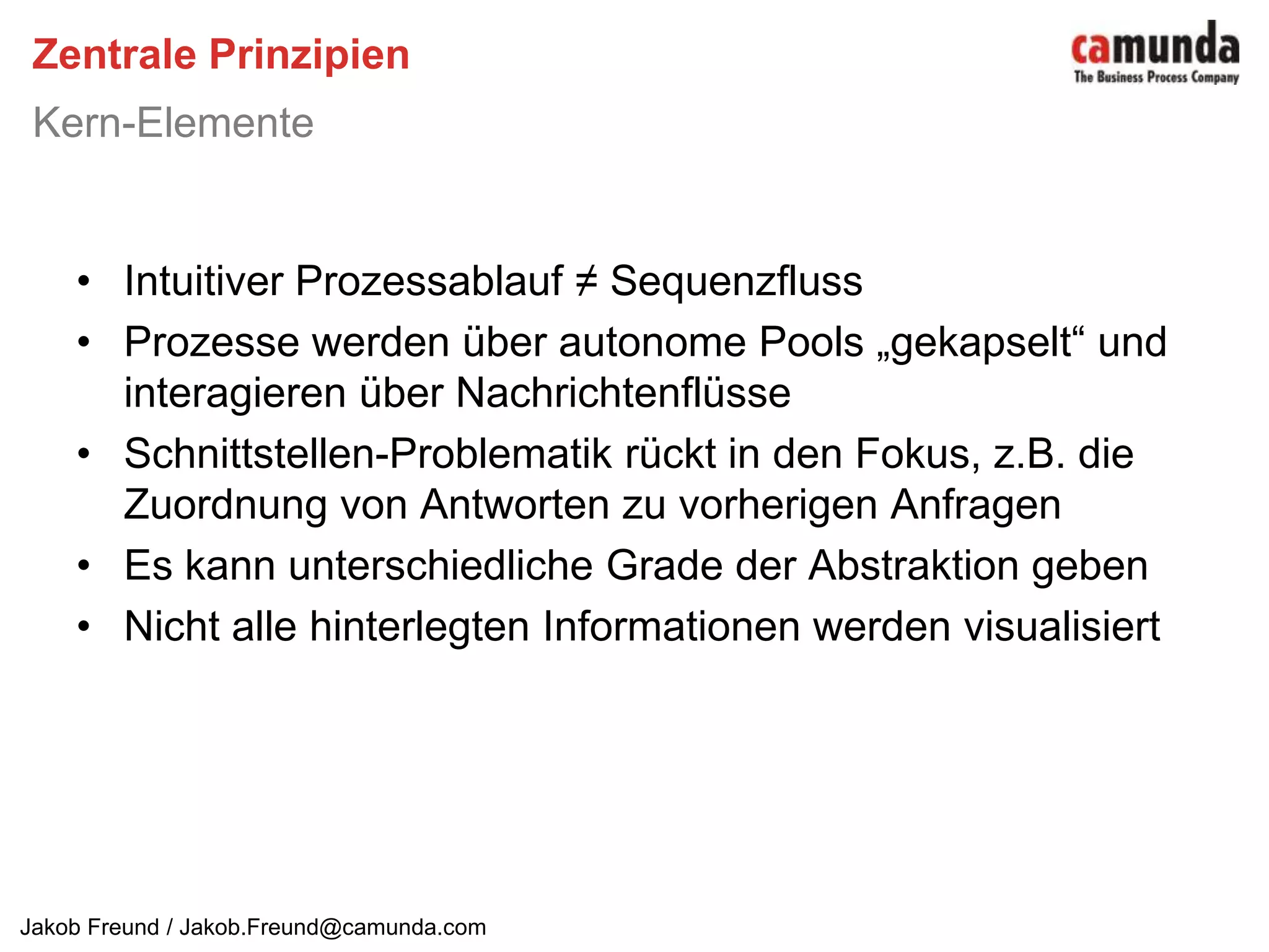  Anmerkungen dienen lediglich der DokumentationRollen im Prozess mit Pools und LanesKern-Elemente Pools repräsentieren „autonome“ Akteure im Prozess